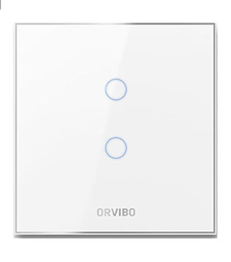[300-T30W2Z] ORVIBO Zigbee ON/OFF Switch(CN type,2 Gang neutral 100-240V) touch control, Glass panel