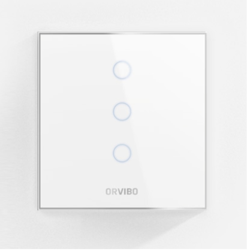 [300-T30W3Z] ORVIBO Zigbee ON/OFF Switch(CN type,3 Gang neutral 100-240V) touch control, Glass panel